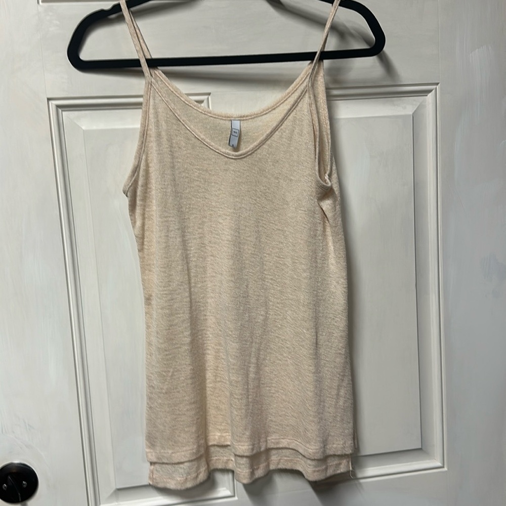 Small buff colored extra long tunic tank